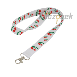 Smycz 126 - 20 mm - wisienki na białym
